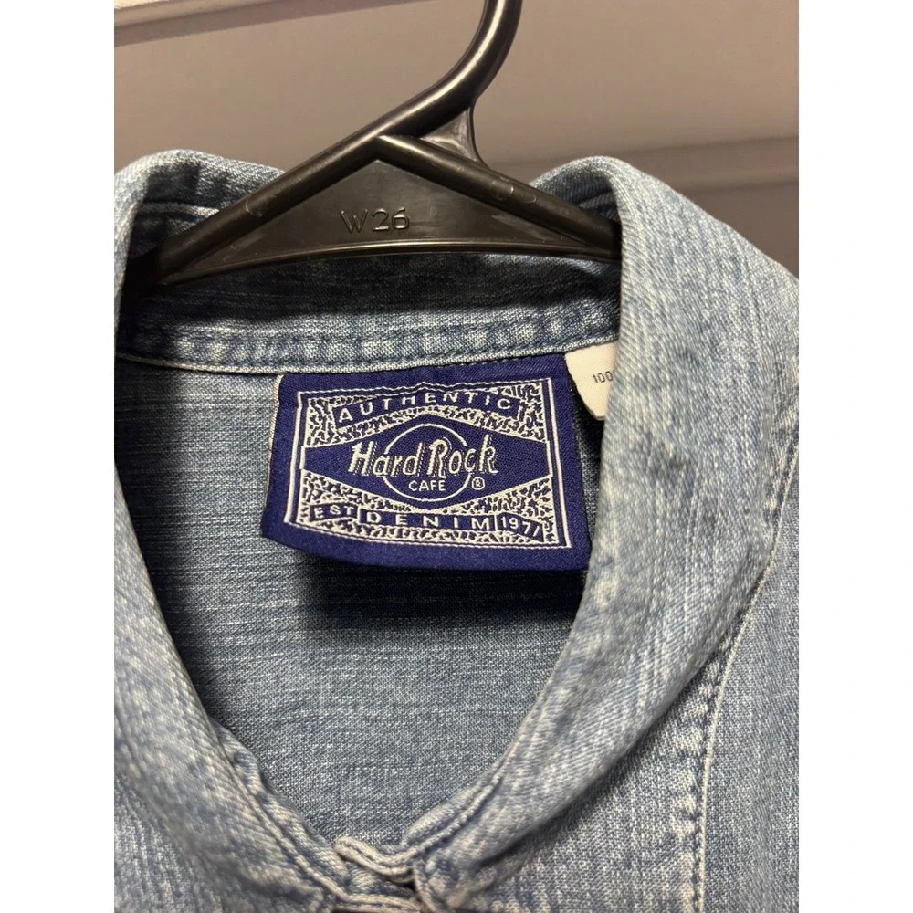 Vintage "Kona" Hawaii 90s Hard Rock Cafe Denim button up Women's sleeveless‎ - Picture 2 of 7